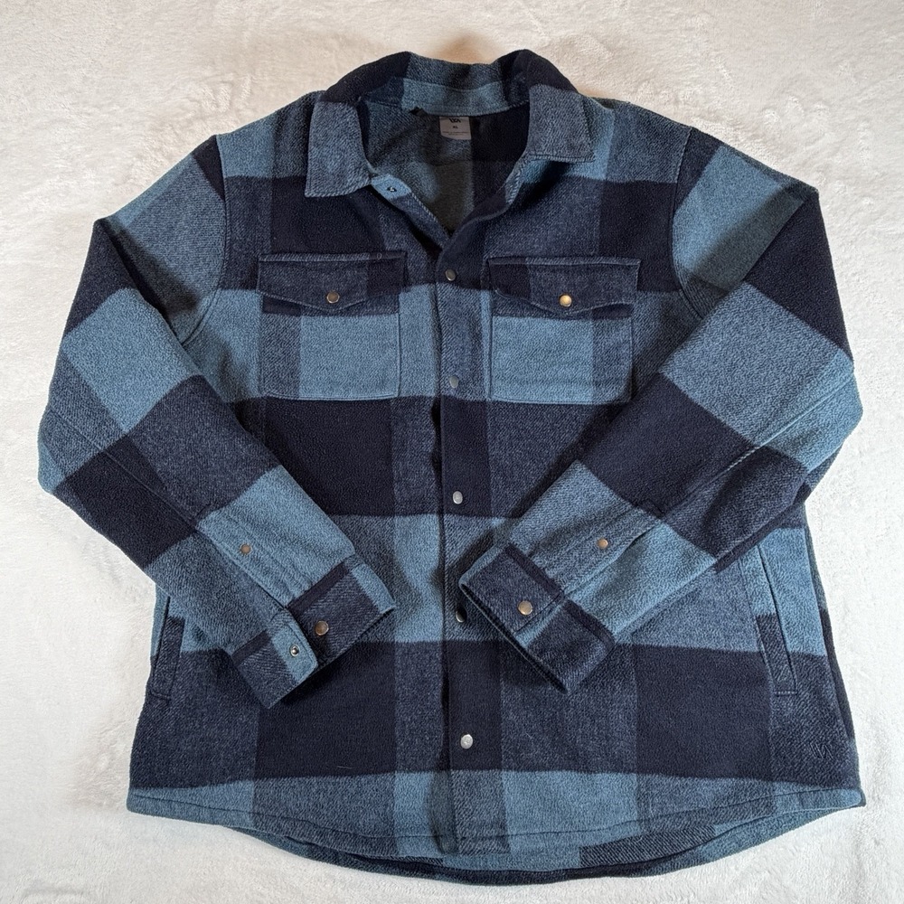 VRST Shirt Jacket Men's Size XL Navy Blue Wool‎ Blend Plaid Flannel